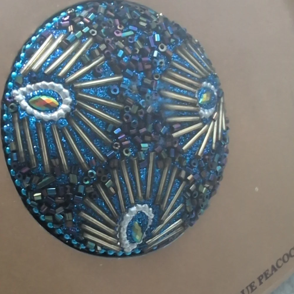 The Bombay Company Y2K Blue Peacock Frame & Trinket Box Set‎ NIP